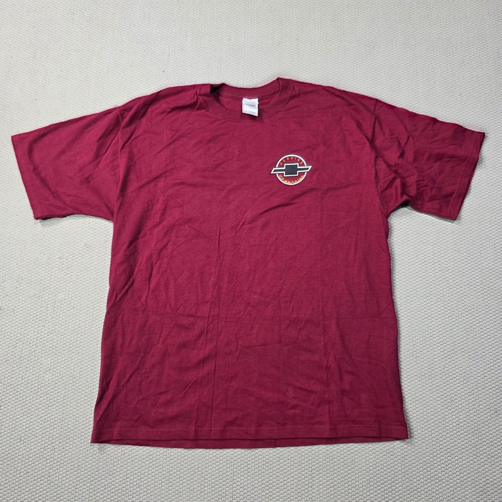 Mens Vintage Genuine Chevrolet Graphic T Shirt‎ XL Burgundy Fruit of the Loom